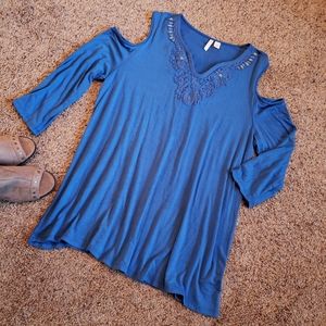 Cold Shoulder Embellished Top